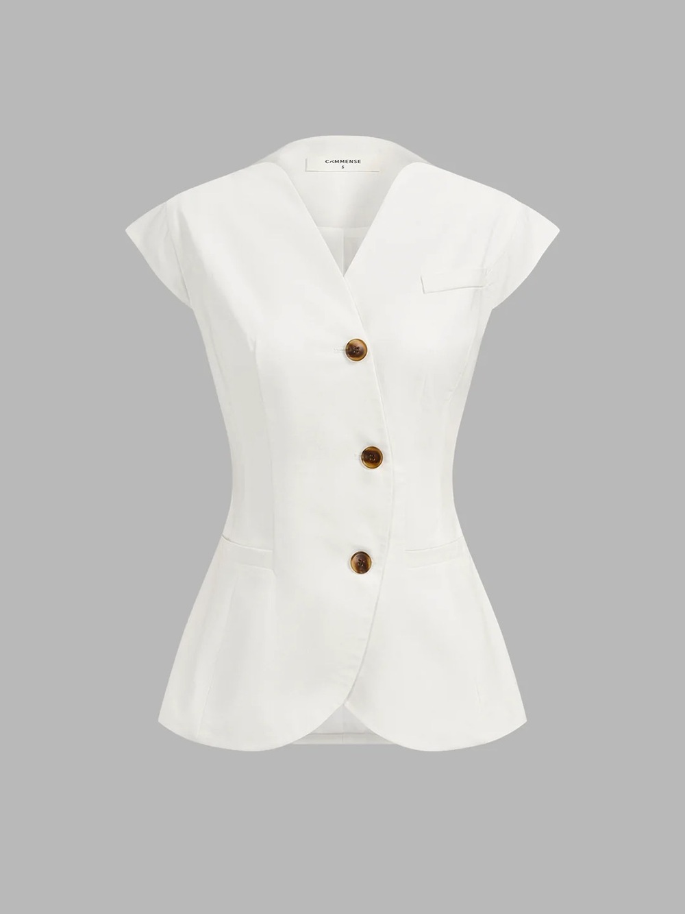 165 Linen Blend Cap Sleeve Asymmetric Vest